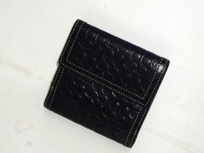   Embossed Leather Mini Signature Logo Envelope Clutch Wallet EUC  