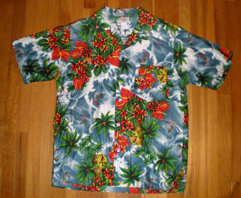 VINTAGE 1950s HUKILAU FASHIONS HAWAIIAN ALOHA SHIRT  