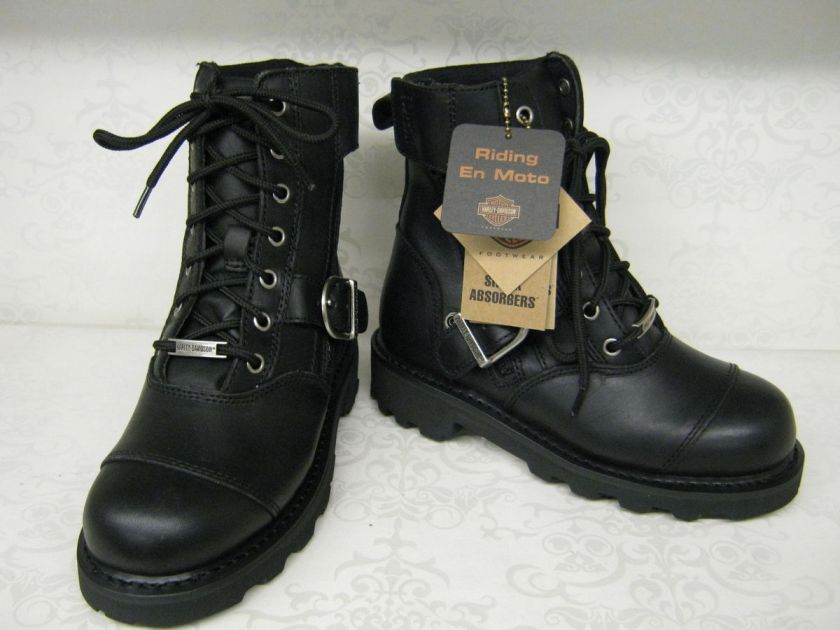 Ladies Harley Davidson Legend Black Leather Lace Up Boots  