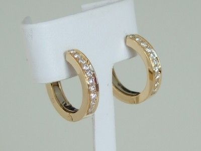 18k.Yellow Gold Diamond Hoop / Huggie Earrings 0.33 Cts  