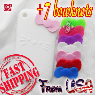 Hello Kitty Bowknot Silicone Case Skin for iPhone 3 3Gs  