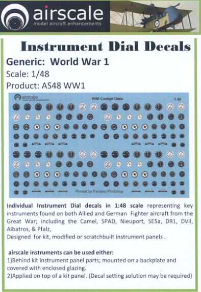 airscale decals 1 48 world war i instrument dials picture