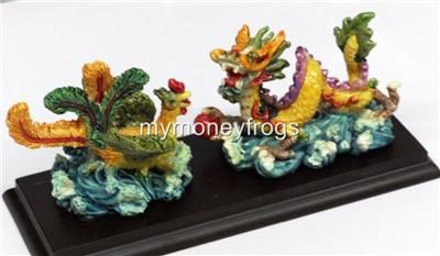 Chinese Feng Shui Dragon Phoenix Figurine Statue #DF  