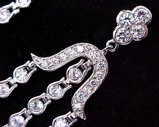   DECO style Dangling CZ Waterfall Droplets Chandelier EARRINGS  