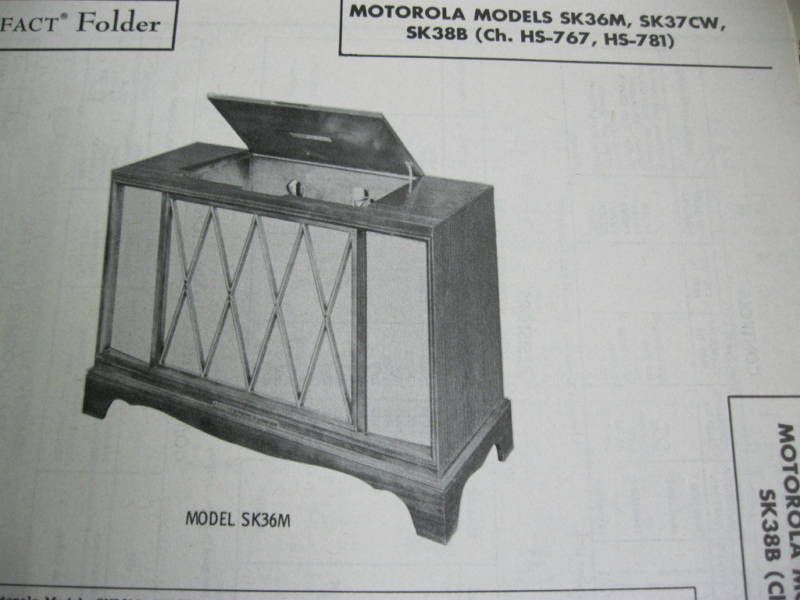 MOTOROLA SK36M, SK37CW, & SK38B PHONOGRAPH PHOTOFACT  