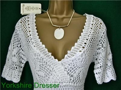   White CLAUDIA CROCHET Knit DRESS  Size SMALL   Uk 8 10 12  