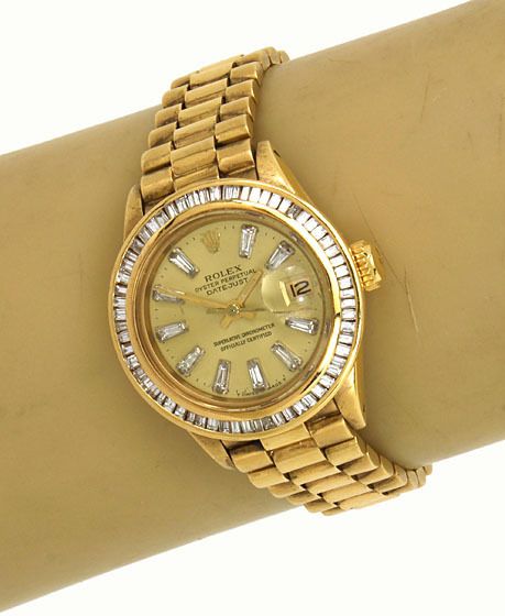 VINTAGE ROLEX 18K & DIAMONDS DATEJUST PRESIDENT WATCH  