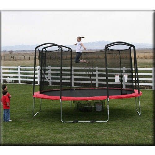 15 ROUND RED TRAMPOLINE + NET ENCLOSURE & PADS 15FT  