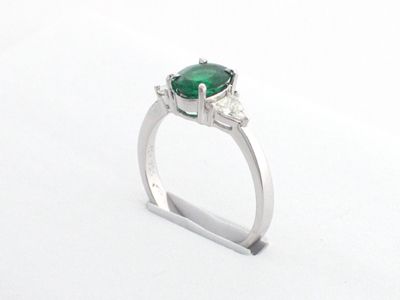 NEW MICHAEL EDWARD EMERALD & TRILLION CUT DIAMOND RING  