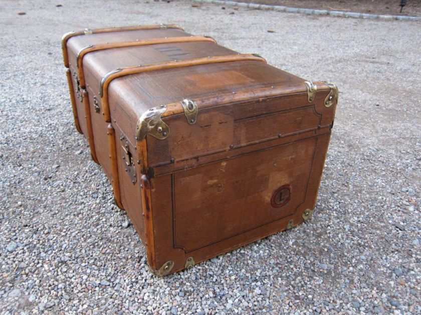 Madler German Steamer Trunk with Bentwood Trim, c1900  