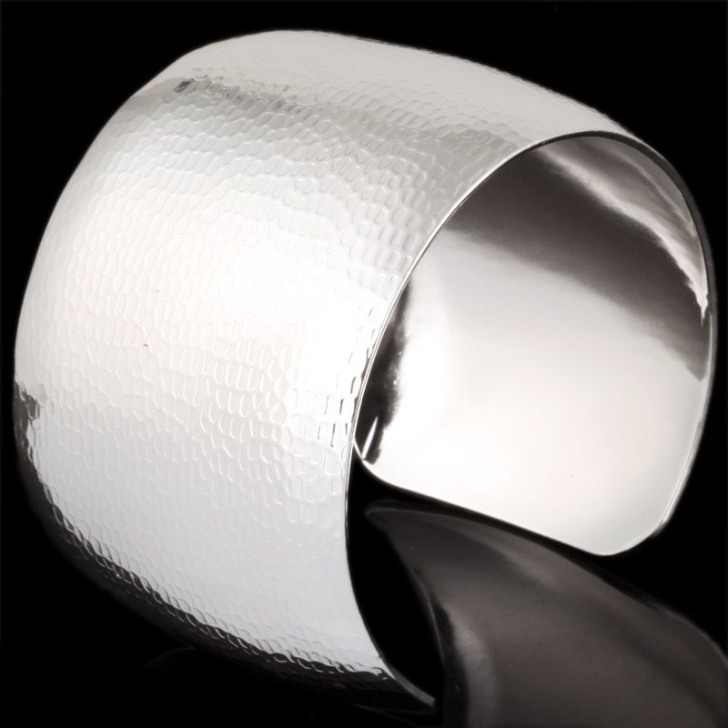 Fashion Wide Silver Plated Grid Design Cuff Bracelet  