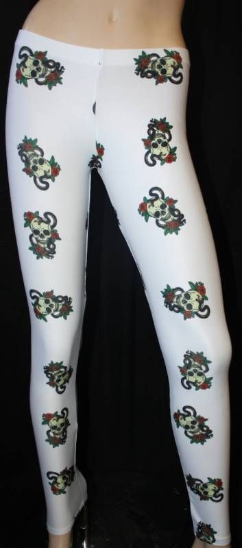 PLUS SIZE LARGE LEGGINGS TATTOO PRINT SNAKE SKULL  