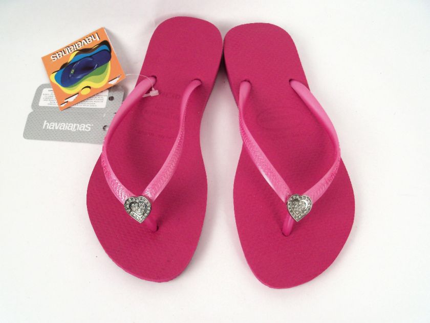 Havaianas Slim Crystal Heart Ice Pink Flip Flops  