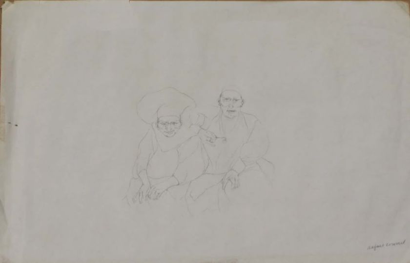 RAFAEL CORONEL Drawing c.1969 MEXICO  