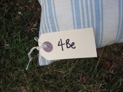 VINTAGE BLUE & CREAM STRIPE TICKING FEATHER PILLOW  