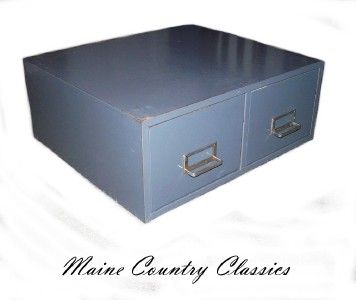   INDUSTRIAL MID CENTURY METAL 2 DRAWER CARD FILE Cole Steel Cabinet Box