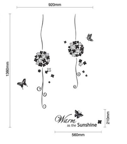 BIG Sunshine Flowers Adhesive Removable Wall Decor GRAPHIC Sticker 