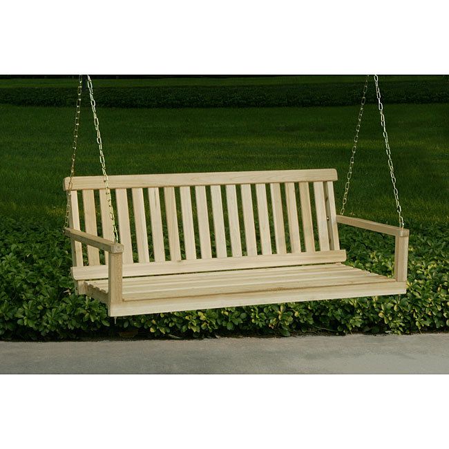 NATURAL WOODEN 4 FOOT OUTDOOR PATIO SWING NEW  