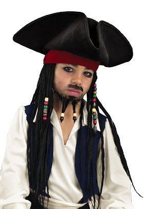 Pirates of the Caribbean Deluxe Child Hat Wig Beaded Braid Disney 