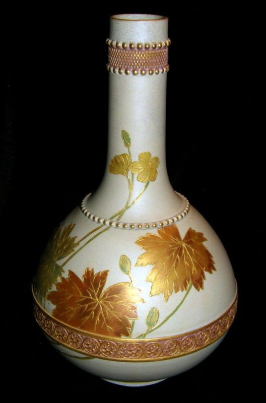 Haynes Severn Ware Ghooleh bottle grey gilt leaves  