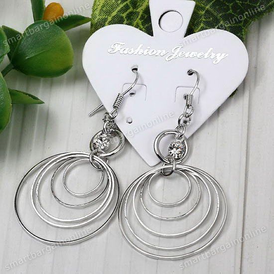 2pc Rhinestone Multiple Round Dangle Nickel Free Earring Jewelry Xmas 