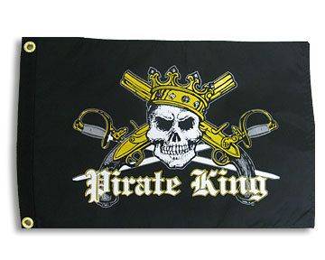 PIRATE KING 12X18 BOAT FLAG NEW JOLLY ROGER SKULL  