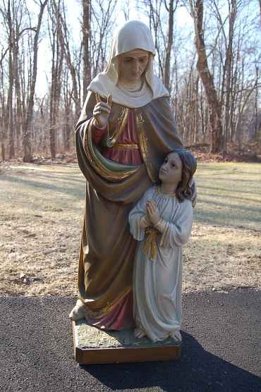 Antique Wood Carved Statue St. Anne w/Child +  