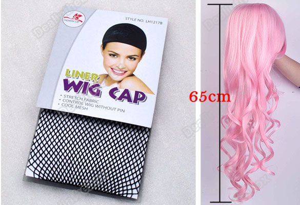 Beautiful Stylish Pink Long Wavy Curly Cosplay Party Hair Womens Full 