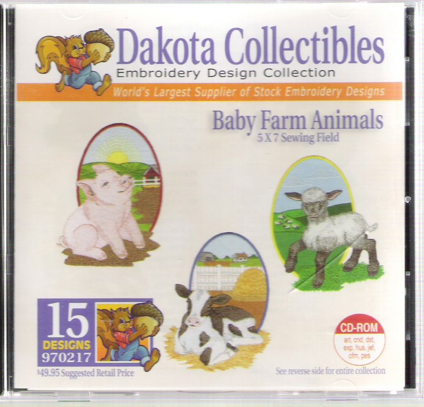 EMBROIDERY MACHINE DESIGN CD ~ BABY FARM ANIMALS ~ REALLY CUTE  