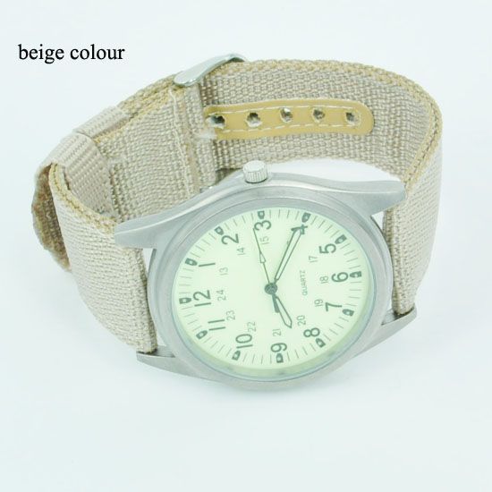 Military Army Mens Women beige sport Wristwatch Quartz  