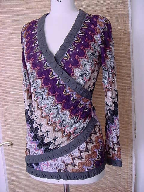 MISSONI Top V Neck Divine Dtls AMAZING colours MINT  