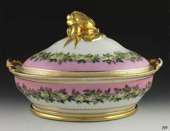 1870s HAND PAINTED PARIS PORCELAIN COVERED ENTREE  