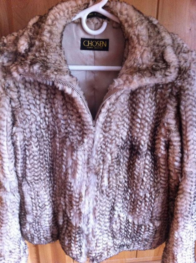 Chosen Couture Collection Fur zip up jacket ( Size M)  