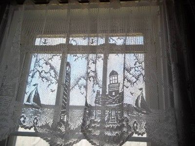   LACE VALANCE SWAG WINDOW CURTAIN LIGHTHOUSE BOAT HOUSE 60 X 24 WWSL646