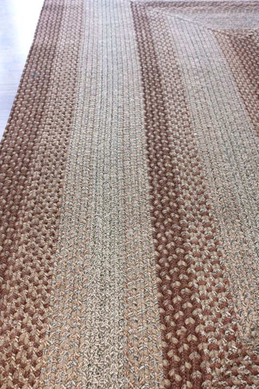 Braided Area Rug Cotton Fabric Carpet 4x6 Brown Blue  