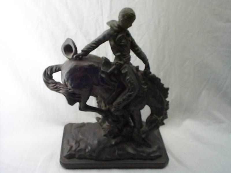 VINTAGE REMINGTON COWBOY BUCKING BRONCO STATUE FIGURINE  