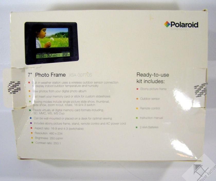 Polaroid Simplicity XSA 00770S 7 Digital Picture Photo Frame Weather 