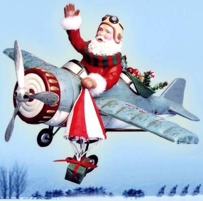 2011 FABRICHE *SANTA IN AIRPLANE* LIGHTED & MUSICAL NIB  