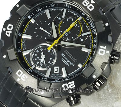 SEIKO MOTOR SPORTS BLACK CHRONO ALARM GUNMETAL BLACK SNAD37P1  