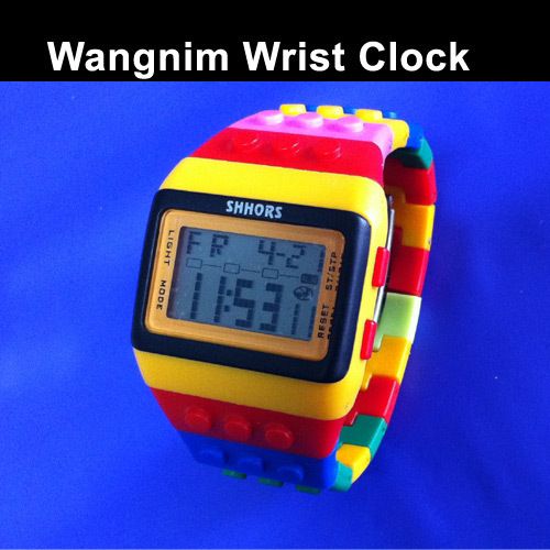   /Digital Wrist Clock/Lego Style/Date/Alarm/Light/Stopwatch  