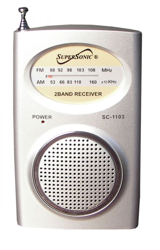 SUPERSONIC COMPACT AM/FM POCKET RADIO WITH BUILT IN SPEAKER SC 1103 