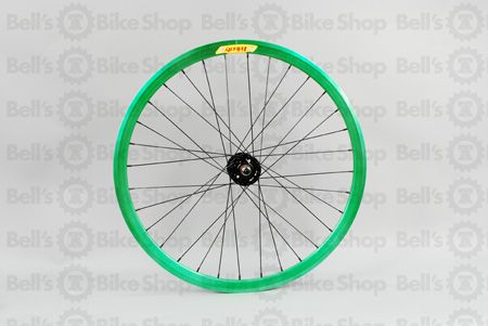   Deep V Front Track Wheel 650c 32h Antifreeze GREEN Black Origin8 Hub