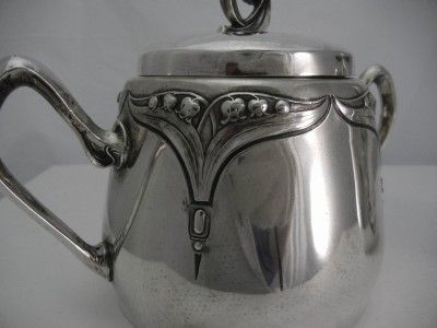 Antique 800 Germany Silver Bruckmann Sohne Cream Sugar Set Lily of the 