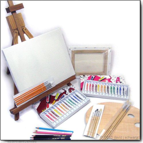 NEW WOODEN TABLETOP ART EASEL, OIL ACRYLIC PAINTING SET 628586657809 