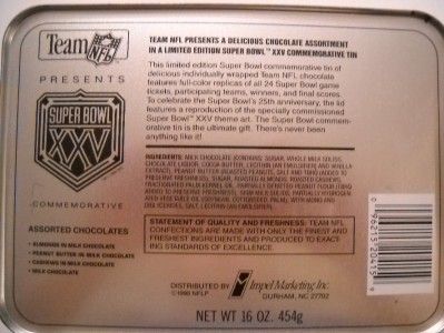 SUPER BOWL XXV SILVER ANNIVERSARY CARD SET AND TIN BOX  