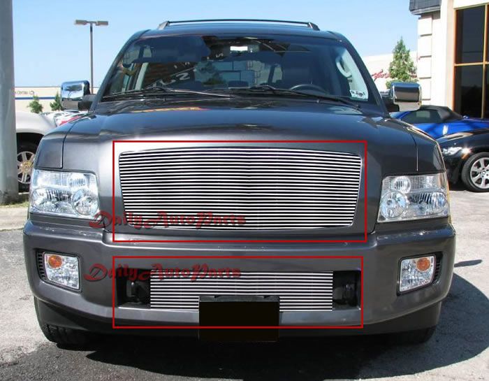 03 07 Infiniti QX56 Aluminum Billet Grille Grill Insert Combo Upper 