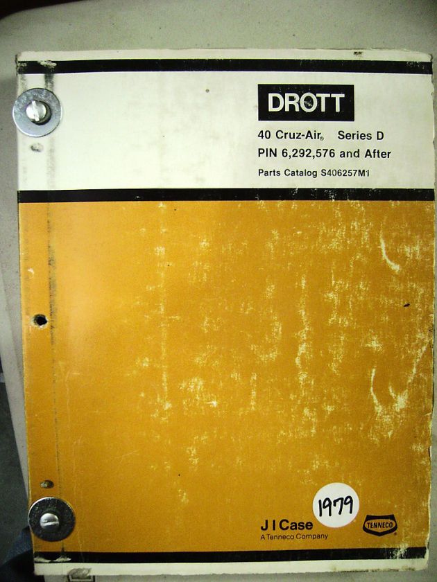   DROTT 40 CRUZ AIR SERIES D EXCAVATOR PARTS MANUAL pin 6292576+  