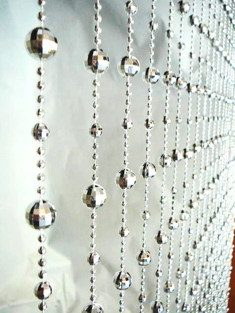 silver Disco Ball beaded Divider Window Bead Curtain  