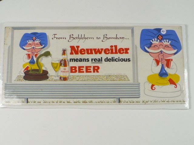 1950s Neuweiler Beer Trolley Sign Bethlehem to Bombay  