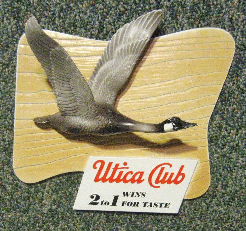 VINTAGE) UTICA CLUB BEER SIGN SHOWING FLYING GOOSE   DUCK WEST END 